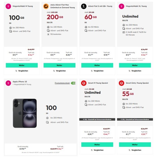 Günstige Angebote für junge Leute zwischen 18 und 28 JahrenMobilfunkanbieter wie Vodafone, o2, die Telekom...