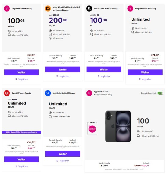 Günstige Angebote für junge Menschen bis 28 JahreFinde die günstigsten Junge-Leute-Specials der Mobilfunkanbieter. DeinHandy bietet...